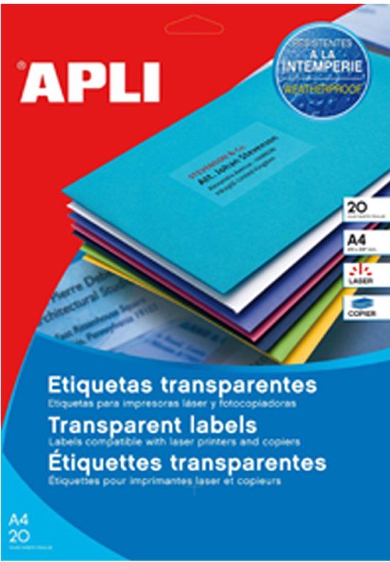 Agipa Weerbestendige etiketten, 99,1 x 67,7 mm, transparant