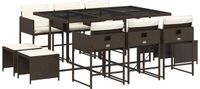 vidaXL 11-delige tuinset met kussens, polyrattan, bruin