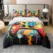 Ensemble de literie pour enfant, motif manette de jeu, 100% coton, taille king size, noir et rouge
