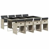 vidaXL 9-delige Tuinset met Kussens, Polyrattan, Lichtgrijs