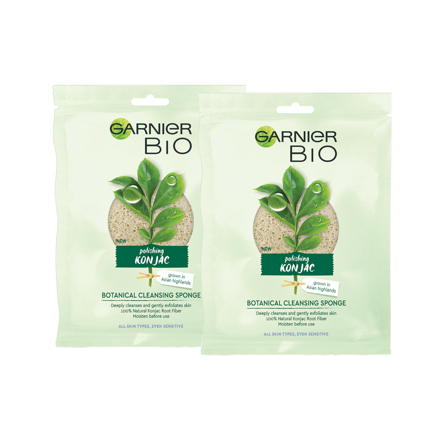 Garnier Skinactive Face Konjac Exfoliërende Reinigingsspons - 2 stuks - multipack