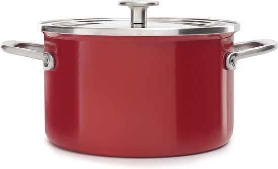 KitchenAid Steel Core Enamel Kookpan met deksel - Ø 20 cm / 3.7L - Inductie - Empire Red