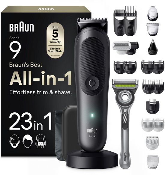 Braun All-in-One Series 9 - 23-in-1 Kit - Trimmer - Baardtrimmer - Tondeuse - AIO9560 - Grijs - voor Mannen