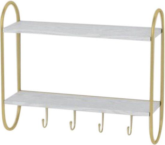 DKD Home Decor Wandkapstok - Metaal/MDF - Wit - 50 x 15 x 43 cm