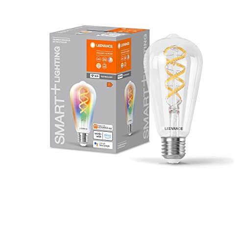 Ledvance SMART+ WIFI LED lamp, wit glas, 4,8W, 470lm, Edison-vorm met 64 mm diameter en E27 voet, instelbare kleur en wit licht, dimbaar, app of spraakbediening, lange levensduur