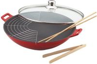 Baumalu Rode Gietijzeren Wokpan met Glazen Deksel - 36 cm