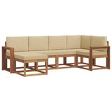 vidaXL Buiten bankenset 6 st Natuurlijk en Beige