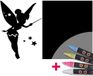 Ambiance Sticker Schoolbordsticker - uitwisbare zelfklevende muurstickers - FEE + 4 vloeibare krijtjes - 95x150cm