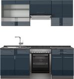 Vicco Fame-Line Keukenkasten – 200 cm, WB Antraciet Donkerblauw hoogglans/antraciet