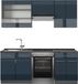 Vicco Fame-Line Keukenkasten – 200 cm, WB Antraciet Donkerblauw hoogglans/antraciet