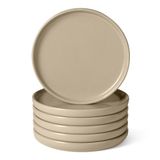 Amazon Basics Saladeborden van Geglazuurd Aardewerk, 6-delige Set, 21,1cm (8,3in), Magnetron- en Vaatwasbestendig, Linnengrijs
