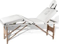 vidaXL Inklapbare Massagetafel 4 Zones Houten Frame Creme