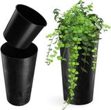 Merkloos KADAX Bloempot met houtspaanders, beton zwart, diameter 14 cm