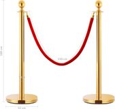 Merkloos / Sans marque Vip Afzetpaal Goud 3 Delig - Rood Koord 150 Cm