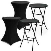 Brixy 2x Zwarte Statafel + 2x Zwarte Statafelrok - Partytafel - 80cm