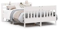 vidaXL Bedframe - Massief Grenenhout - Wit - 135x190 cm