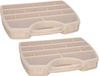 Plasticforte Opbergkoffertje/opbergdoos/sorteerbox - 2x - 13-vaks - kunststof - beige - 25 x 21 x 4 cm