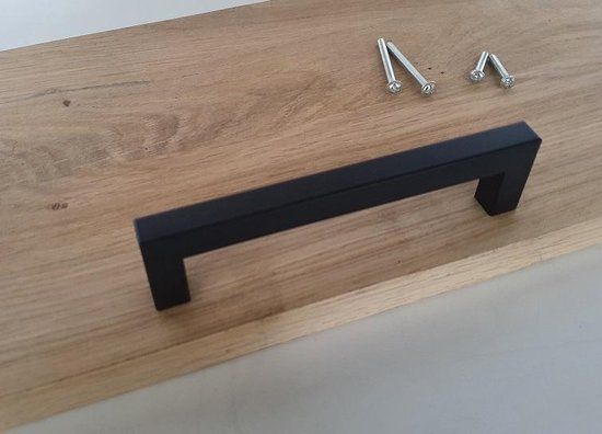 Zwarte handgreep - 14cm - Industrieel - Metaal - Binnendeur