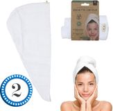Haardoek Magic Bamboe Haarhanddoek - 2 STUKS - Wit - 22x52cm