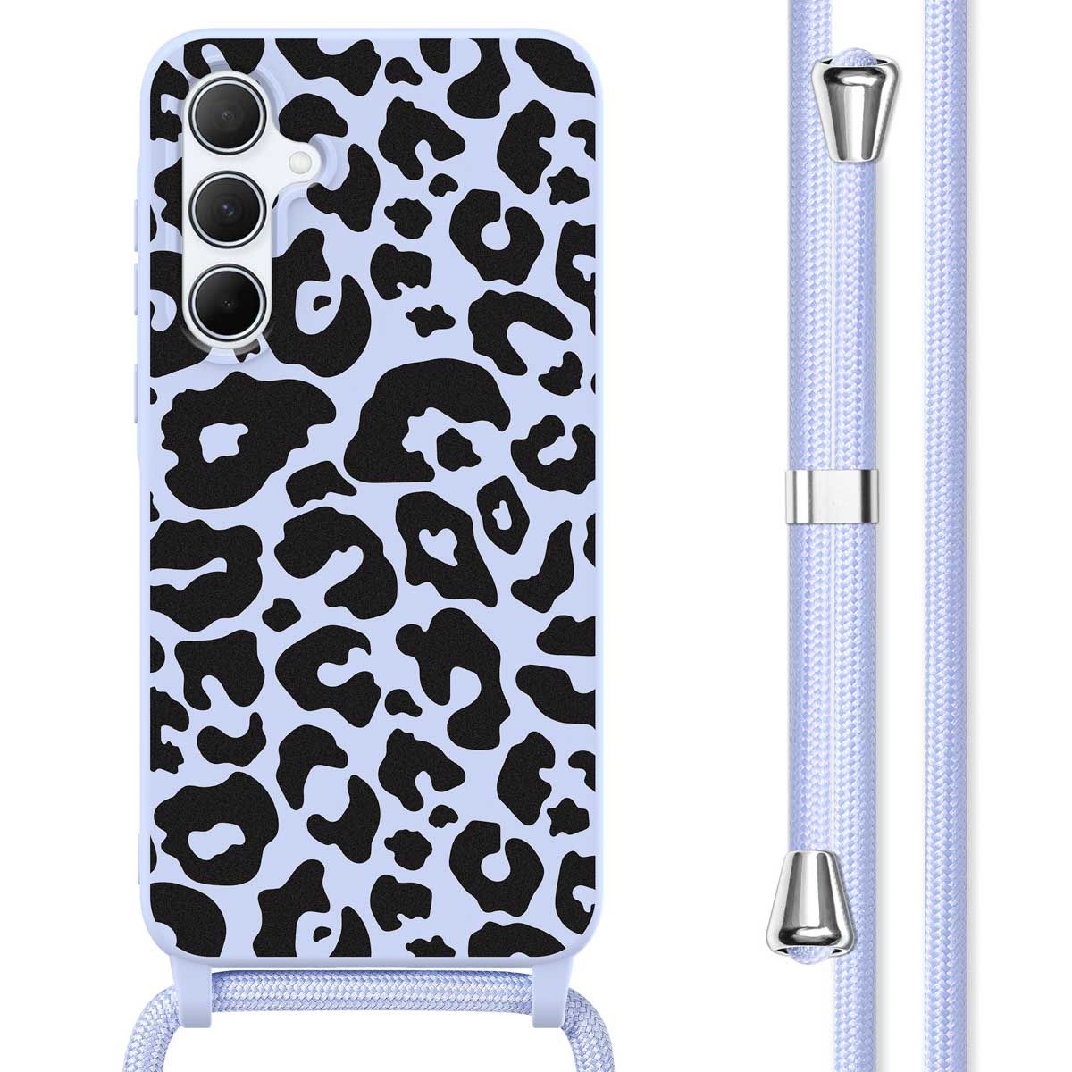 iMoshion Hoesje Samsung Galaxy A55 - Siliconen Design Hoesje met Koord - Animal Lila