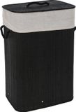Storage Solutions Panier à linge - bambou bois - avec couvercle - noir