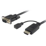 PremiumCord Konwerter HDMI na VGA ze złączem zasilania micro USB, czarny