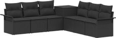 vidaXL - Bankstel - 7 - st - Zwart - Poly - Rattan - en - Staal