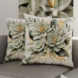 PETTI Artigiani Italiani - Paar kussenslopen 50 x 50 cm van microvezel, voor slaapkamer, bank, woonkamer, 2 kussenslopen, bloemenkussensloop, salie, 100