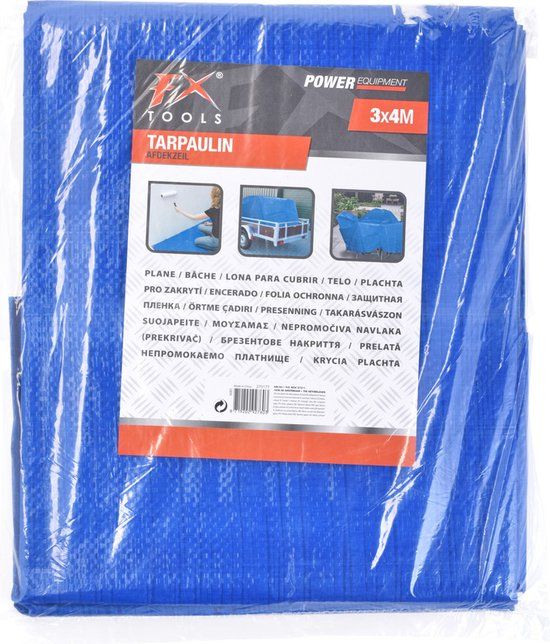 Blauw afdekzeil/grondzeil - 3 x 4 meter - Kunststof