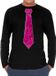 Bellatio Decorations Verkleed shirt heren - pailletten stropdas - roze/zwart - XL