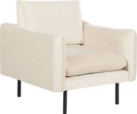 Beliani VINTERBRO Retro Fauteuil - Lichtbeige Fluweel - Met Lendesteun