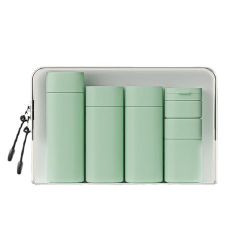 FANPOI 5Pcs Reizen Crème Dispenser Flessen Set Reizen Flessen Toilettas Containers Set, TSA Goedgekeurd, Travel Essentials, Lichtgroen
