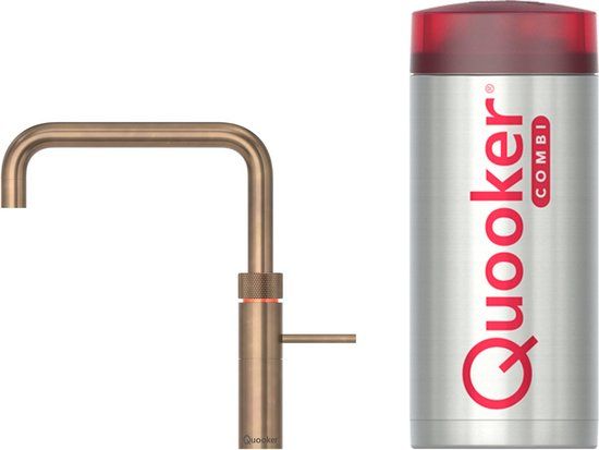 Quooker Fusion Square messing patina kokend water kraan met COMBI+ boiler