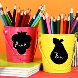 Ambiance Sticker leisteen krijtbord - muurstickers, zelfklevend, afwasbaar, set van 6 mini-fruit, H 30 x L 30 cm