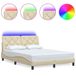 vidaXL Bedframe met LED, zonder matras, stof, crème, 140x200 cm