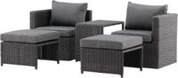 Hioshop Quad loungeset 5 delen zwart.