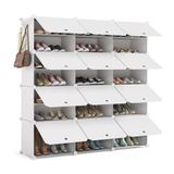 Mondeer HBXG08WT-TAN, 12432125cm | Kunststof modulair schoenenrek, stofdicht en waterdicht, voor slaapkamer, woonkamer