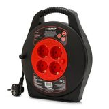 Huiselijke Kabelhaspel met 4 Schuko-aansluitingen, H05VV-F3G1.0MM2-kabel, 10 meter, CE