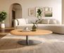 Vibany Table basse Edge Oval 140x75 cm chêne naturel bord arrondi acier inoxydable brossé
