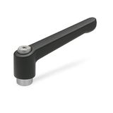Ganter Normelemente GN 300.1-78-M10-SW Verstelbare klemhendels met roestvrijstalen schroefdraadbus, zwart, structuurmat, greeplengte: 78mm schroefdraad: M10