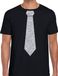 Bellatio Decorations Carnaval verkleed t-shirt - met zilveren glitter stropdas - zwart - voor heren - disco - glamour XL
