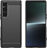 Techsuit Carbon Silicone Back Cover hoesje voor Sony Xperia 1 V - Zwart