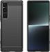 Techsuit Carbon Silicone Back Cover hoesje voor Sony Xperia 1 V - Zwart