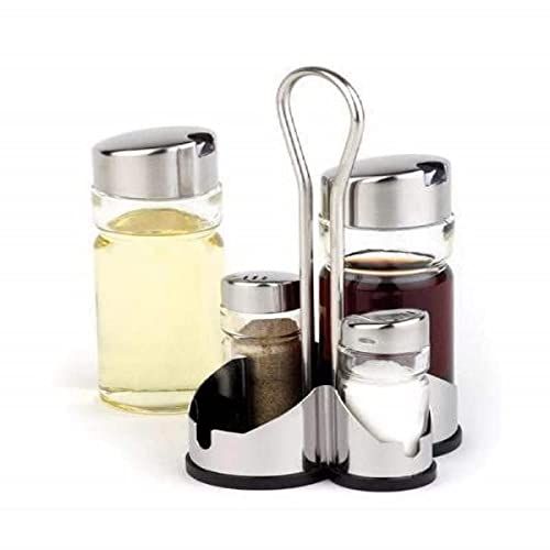 APS CF297 Complete Cruet Set en Stand voor zout, peper, azijn en olie (Pack van 5)