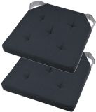 Stof Textile coussin de chaise DUO - 2x - anthracite - 38 x 38 x 4 cm