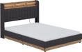 Vitalispa Nura Lit rembourré – 140x200 cm avec 4 tiroirs Anthracite/chêne