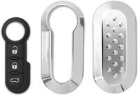 GIANTO Sleutelhoes zilver + toetsen compatibel met Fiat Lancia, spiegelhoes zilver met toetsen afstandsbediening van siliconen voor 500 Punto Bravo Panda Ypsilon Y Delta Musa (behuizing + pad)