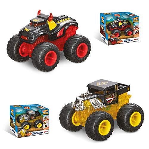 Mondo TRUCK Motors-Hot Wheels MONSTER TRUCKS BEATZ MODE-auto lichten en geluiden met teruglading voor kinderen 51227, kleur geel/rood, 89E0F5D1A1