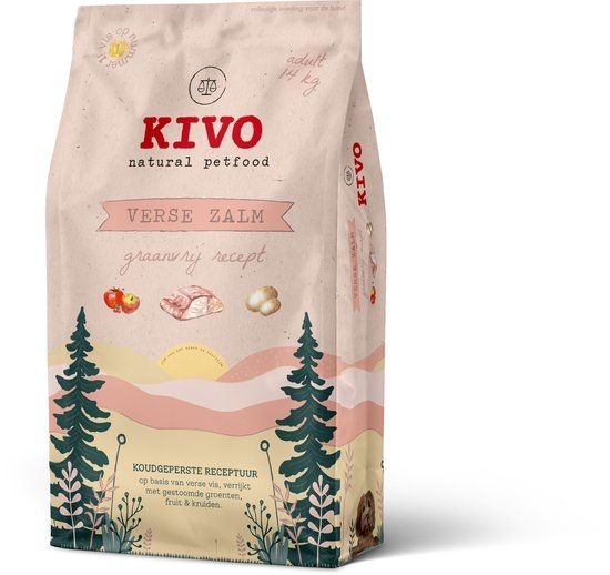 Kivo Petfood Hondenbrokken Verse Zalm - 14 kg - Koudgeperst - Graanvrij