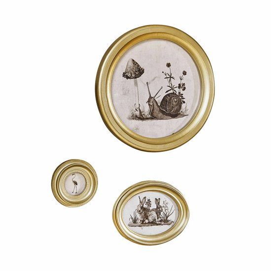 LOBERON Muurdecoratie set van 3 Atriana antiekgoudkleurig